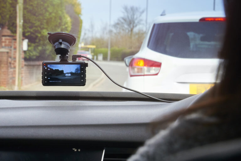 Dash cam in the windscreen of a car on it’s daily commute.