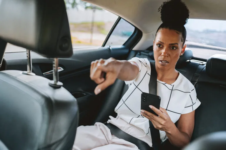 Passenger in rideshare vehicle